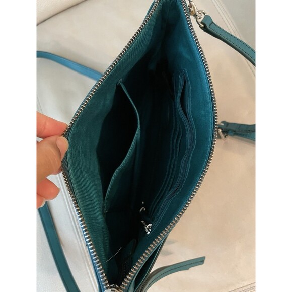 Fossil Sydney Leather Top Zip Crossbody Clutch Handbag Purse Bag ZB5701 Green - Picture 10 of 15